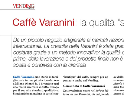 Varanini coffee on Vending Magazine